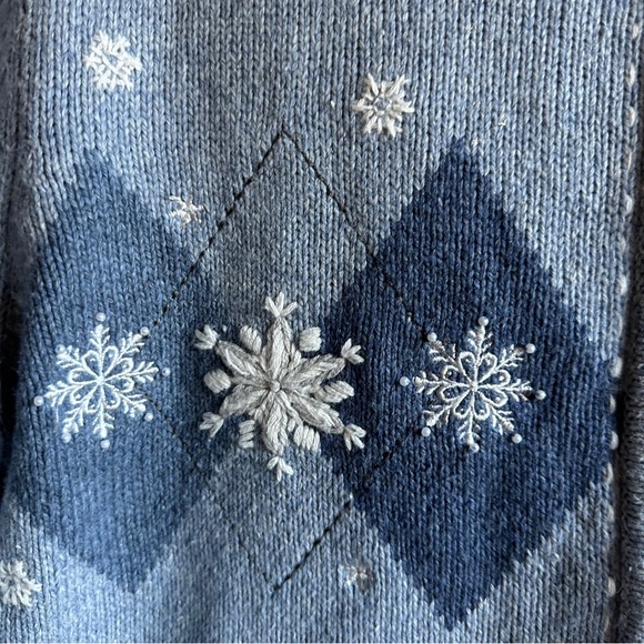 Croft & Barrow Embroidered Snowflake Zip Cardigan Nordic Winter Cozy Knit Size L - Picture 2 of 12